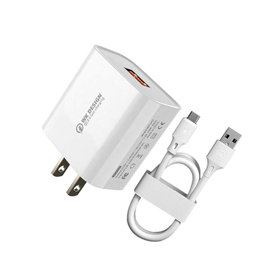 WK WP-U57 Max 18W Maxspeed QC3.0 Schnellladegerät + USB-auf-Typ-C/USB-C-Datenkabel