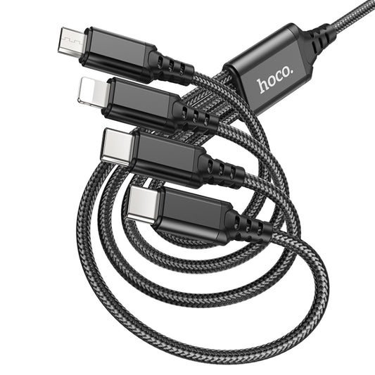 hoco X76 4 in 1 2A Dual USB-C/Typ-C +8 Pin + Micro USB Super Ladekabel, Länge: 1 m