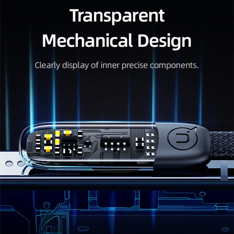 USAMS US-SJ583 PD 20 W Iceflake-Serie Typ-C auf 8-poliges rechtwinkliges transparentes Schnelllade-Datenkabel