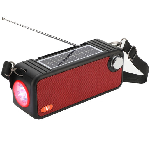 T&G TG637 Tragbarer, solarbetriebener, kabelloser Bluetooth-Lautsprecher für den Außenbereich mit FM/Taschenlampe/TF-Kartensteckplatz