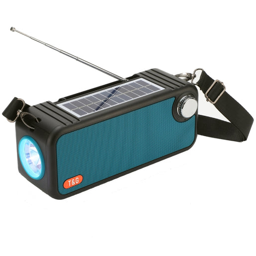 T&G TG637 Tragbarer, solarbetriebener, kabelloser Bluetooth-Lautsprecher für den Außenbereich mit FM/Taschenlampe/TF-Kartensteckplatz