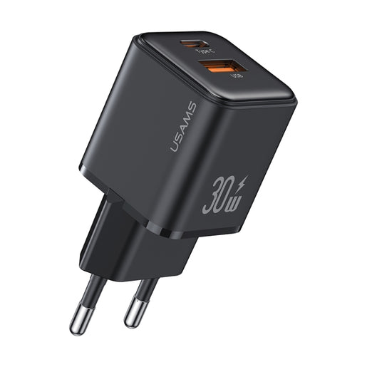 USAMS US-CC189 PD 30 W USB+USB-C/Typ-C Dual-Port-Galvanik-Ladegerät, EU-Stecker