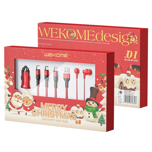 WK WP-G03 Autoladegerät + 3-in-1-Ladekabel + kabelgebundener Kopfhörer, Weihnachtsgeschenkbox-Set