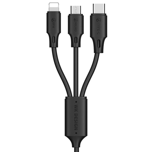 WK WDC-103 3A 3 In 1 8 Pin + Micro USB + Typ-C / USB-C Fullspeed Pro Ladedatenkabel, Länge: 1,15 m