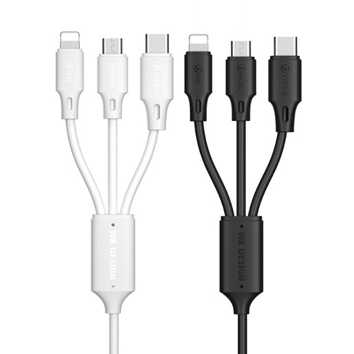 WK WDC-103 3A 3 In 1 8 Pin + Micro USB + Typ-C / USB-C Fullspeed Pro Ladedatenkabel, Länge: 1,15 m