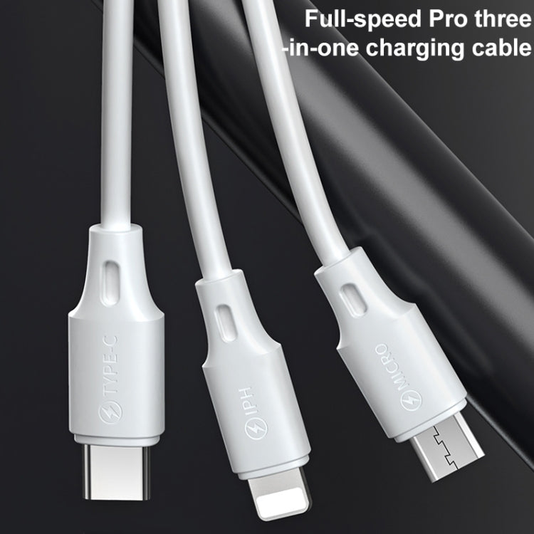 WK WDC-103 3A 3 In 1 8 Pin + Micro USB + Typ-C / USB-C Fullspeed Pro Ladedatenkabel, Länge: 1,15 m