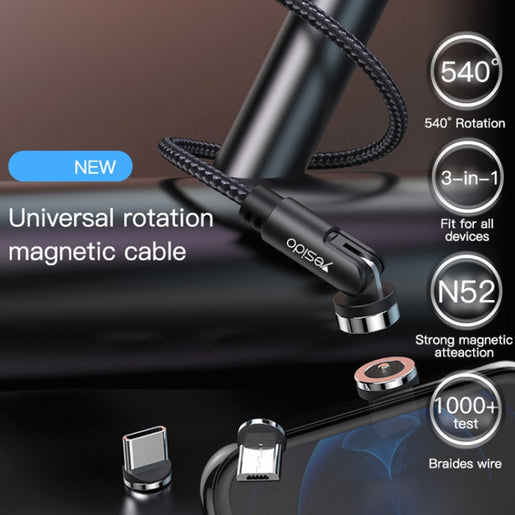 Yesido CA68 3-in-1 2,4 A USB-Magnetladekabel, Länge: 1,2 m