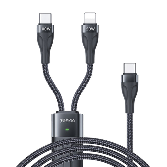 Yesido CA87 2-in-1 USB-C/Typ-C auf 8 Pin + USB-C/Typ-C Schnellladekabel, Länge: 1,2 m