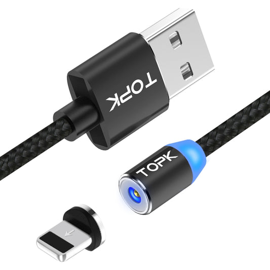 TOPK AM23 2 m 2,4 A Max. USB-auf-8-Pin-Nylon-geflochtenes magnetisches Ladekabel mit LED-Anzeige