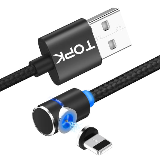 TOPK AM30 1 m 2,4 A max. USB-auf-8-poliges 90-Grad-Winkel-Magnetladekabel mit LED-Anzeige