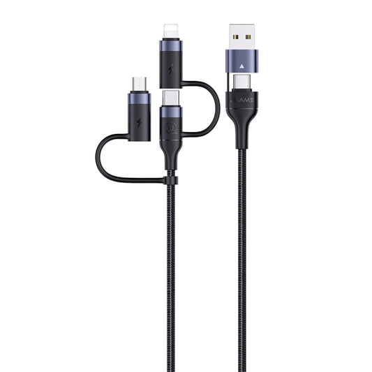 USAMS US-SJ547 U62 USB + Typ-C / USB-C zu Typ-C / USB-C + 8 Pin + PD-Schnellladedatenkabel aus Micro-Aluminiumlegierung, Länge: 1,2 m