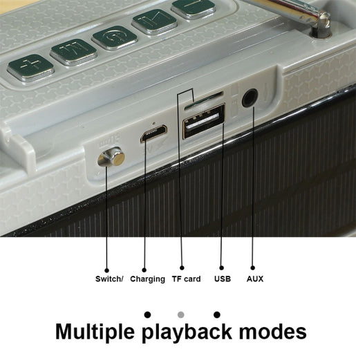 T&G TG280 Solarbetriebene, aufladbare Bluetooth-Lautsprecher mit Taschenlampe, unterstützt TF-Karte/FM/3,5 mm AUX/U-Disk/Freisprechanruf