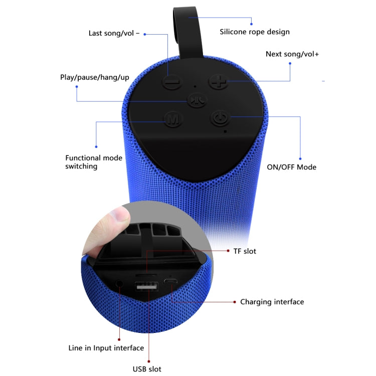 TG113 Tragbare Bluetooth-Lautsprecher, wasserdichter Stereo-Außenlautsprecher, MP3-Bass-Soundbox mit FM-Radio